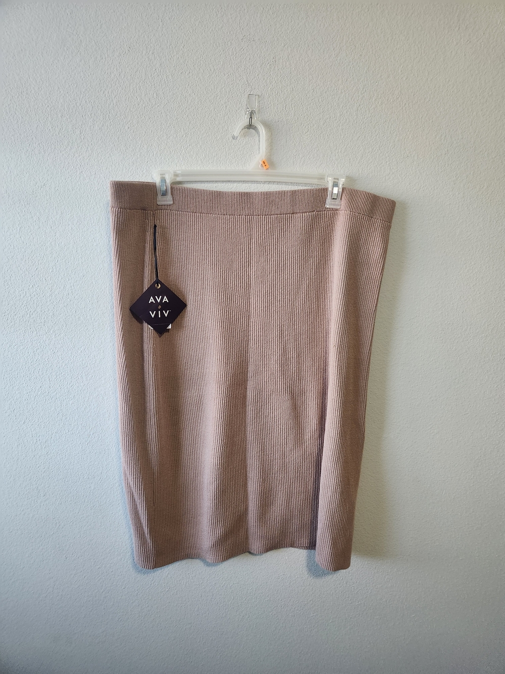 Ava & Viv Ribbed Pencil Skirt in Taupe New With Tags 2x